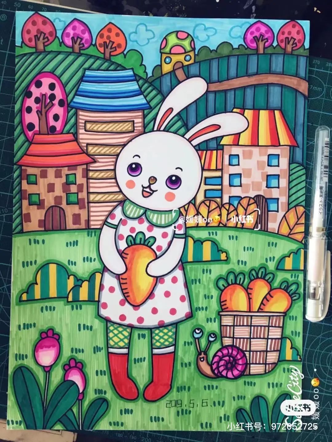 色彩装饰画简单好看马克笔,色彩对比强烈的马克笔装饰画