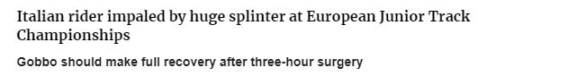 自行车赛事选手被车割伤,骑摩托比赛被木棍刺穿