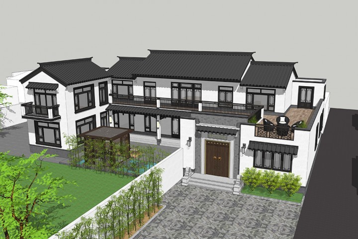 最牛中式四合院设计图及效果图,中式二层四合院永不过时