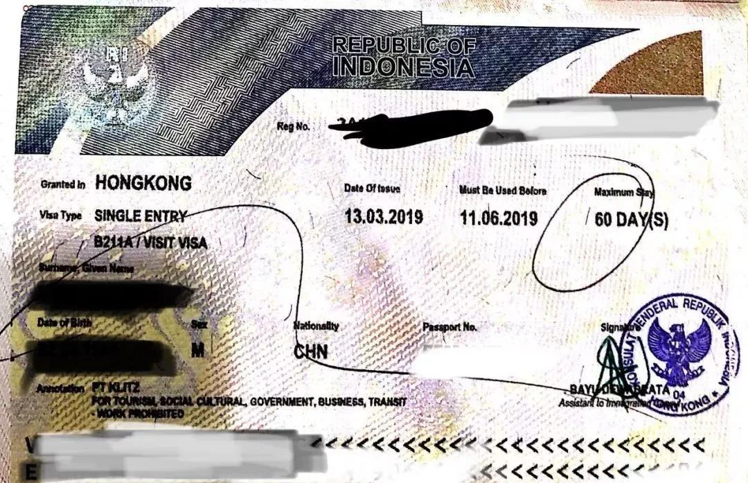 印尼签证内容中文翻译,印尼签证填写范本