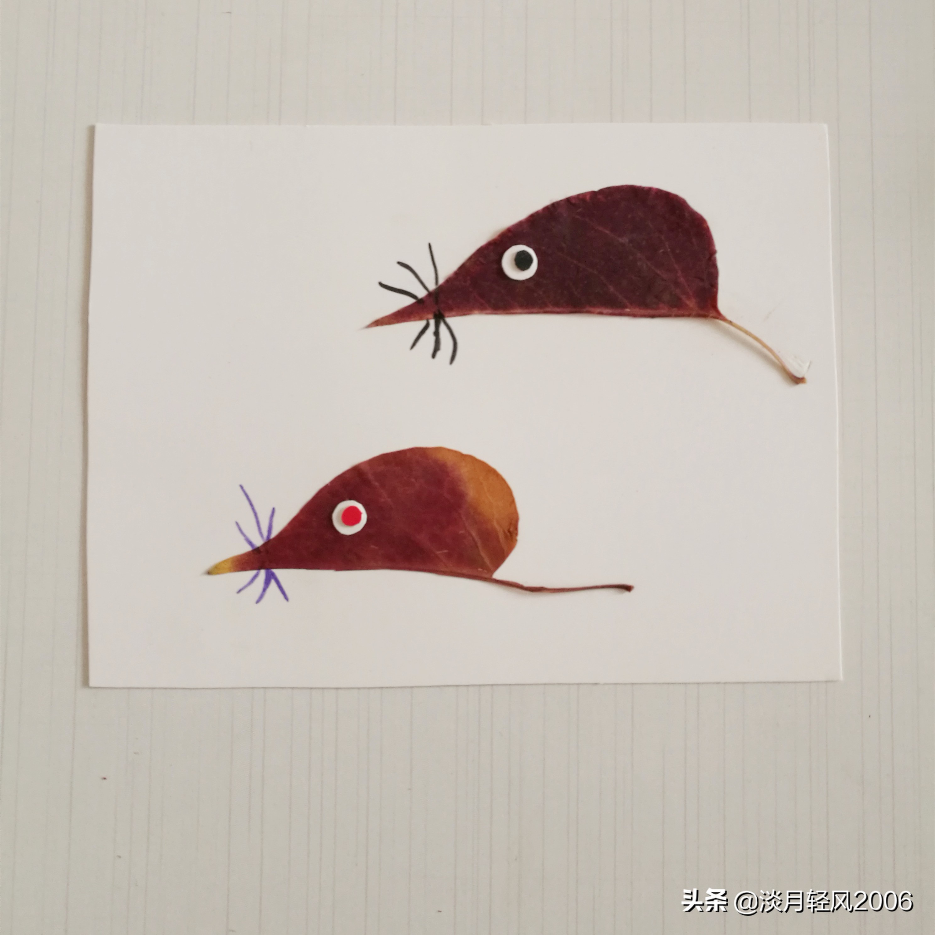 幼儿园冬季手工老鼠贴画,树叶贴画简单又好看老鼠