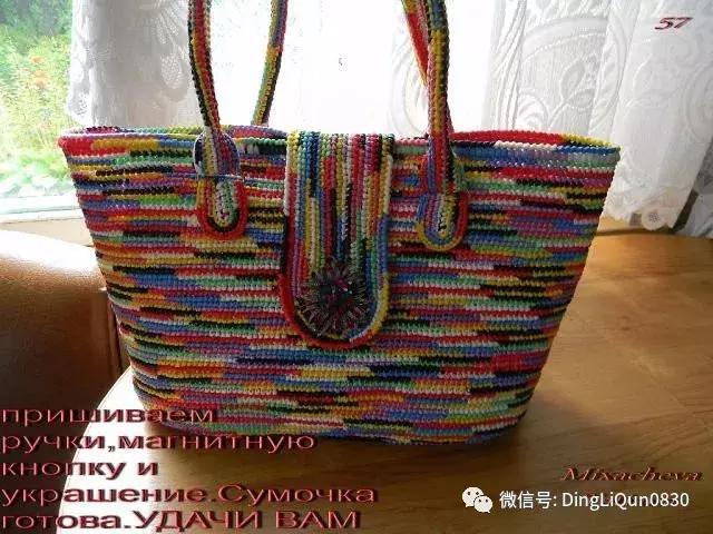 塑料袋编拖鞋,毛线编织浴花袋