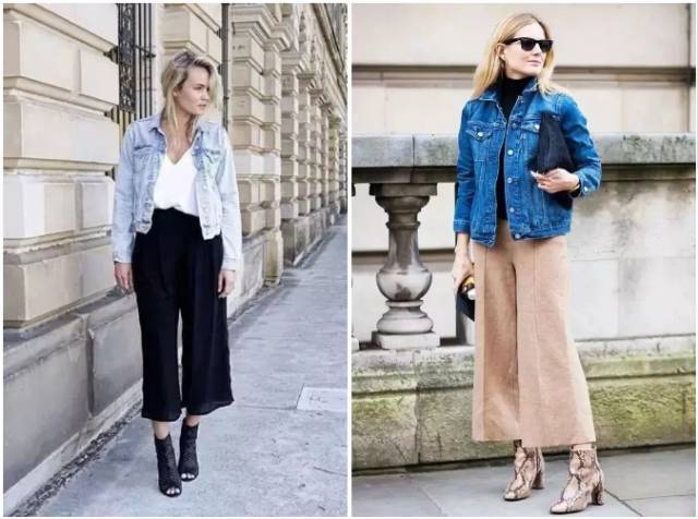 阔腿裤搭皮衣冬季搭配,秋冬阔腿裤黑皮衣搭配