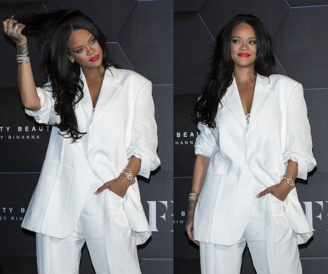 蕾哈娜穿连体装外出,蕾哈娜oversized出街