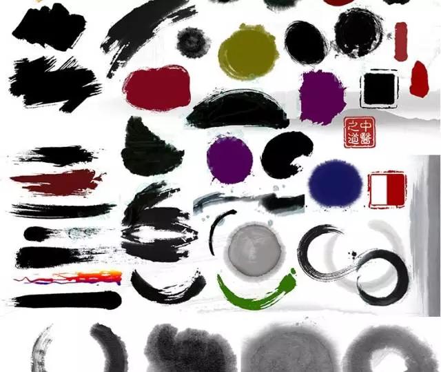 水墨笔刷免抠图,110款中国风水墨ps笔刷