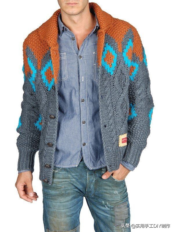 男士开衫毛衣花样专用图案,男士开衫背心100种花样