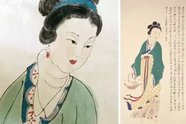 张大千画作美人鹦鹉图,张大千四大美人图真迹