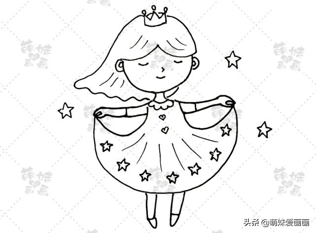 简单又漂亮的小公主简笔画,简单又好看的小公主简笔画