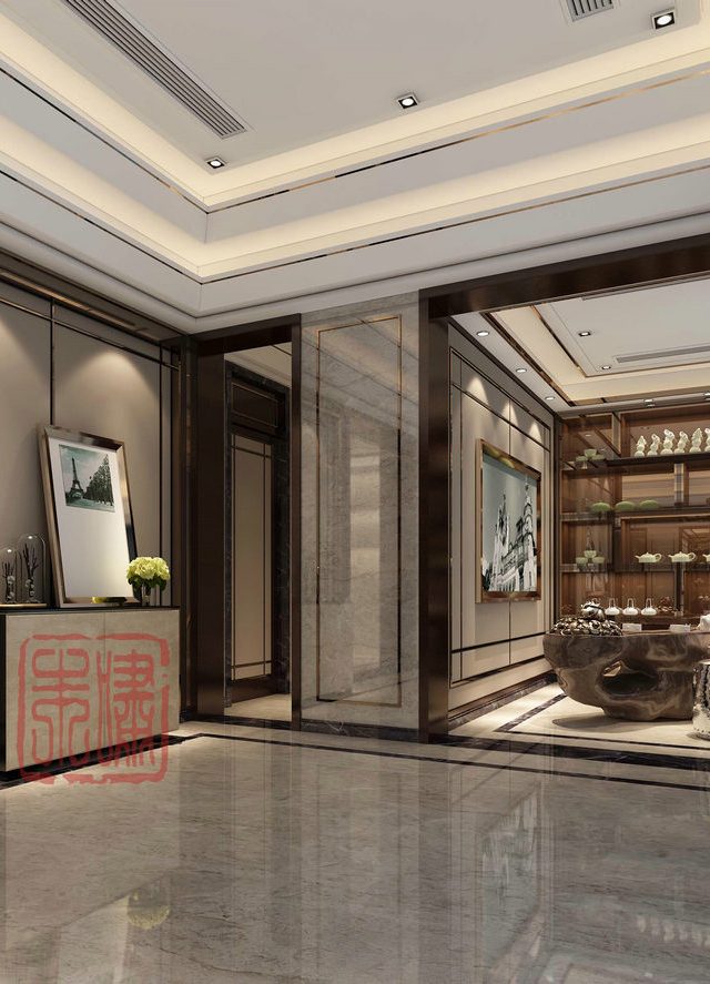 又窄又长的玄关装修效果图,木质玄关隔断和铁制玄关隔断