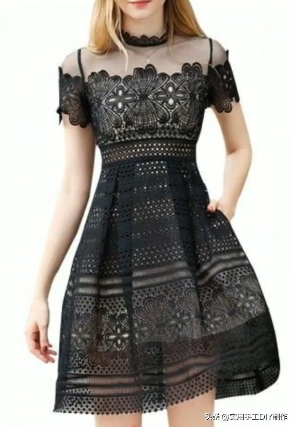 蕾丝绣花连衣裙精致美丽又优雅,设计小众蕾丝连衣裙