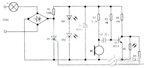 9014光控灯电路图,9015电路图