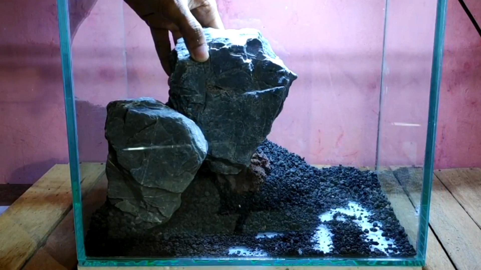 水陆缸石头拼接造景教程,真石头假山拼接造景