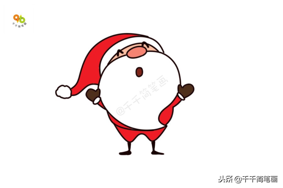 圣诞节驯鹿和圣诞老人的简笔画,儿童简单的圣诞老人简笔画