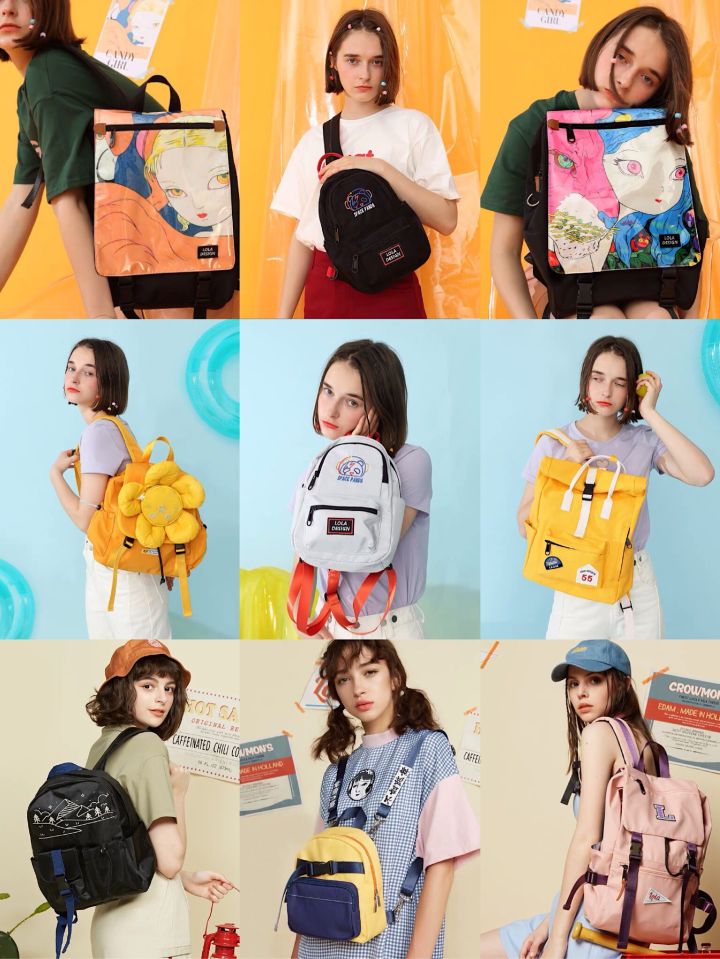 黑色抽绳双肩包出街百搭,双肩包出街推荐大学生小巧