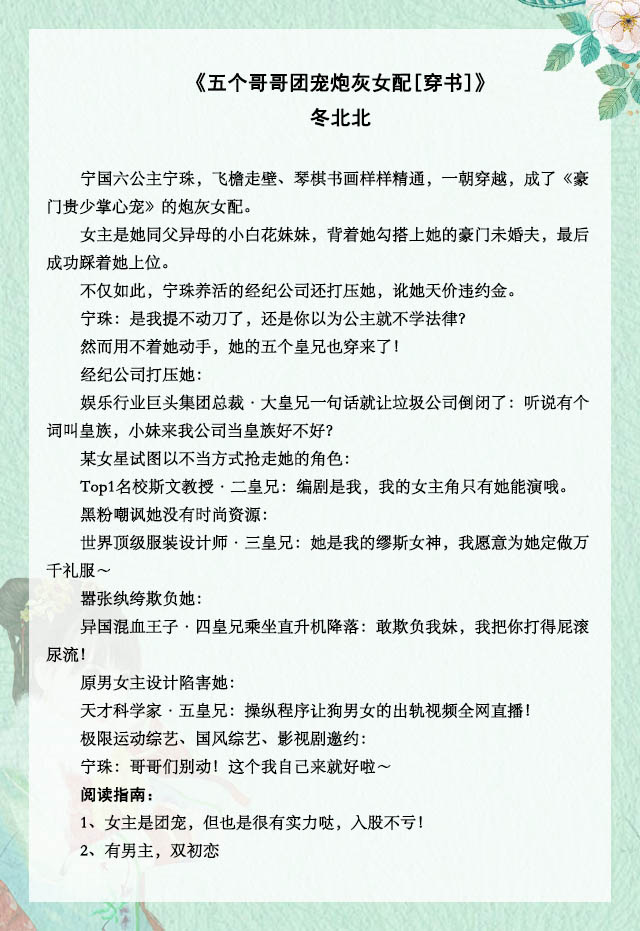 甜宠文小说推荐女主萌到不行穿越,清穿公主团宠文推荐