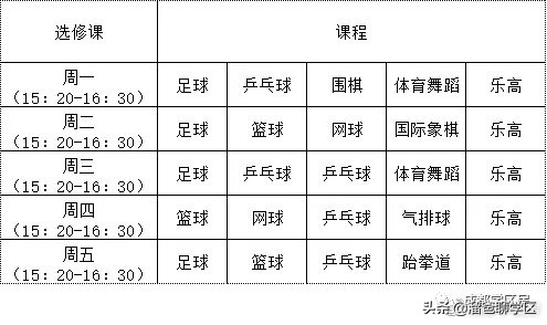幼儿园课后延时兴趣班课程表,公立小学免费课程