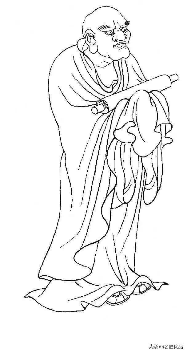 降龙罗汉白描图高清图片,降龙伏虎罗汉图白描
