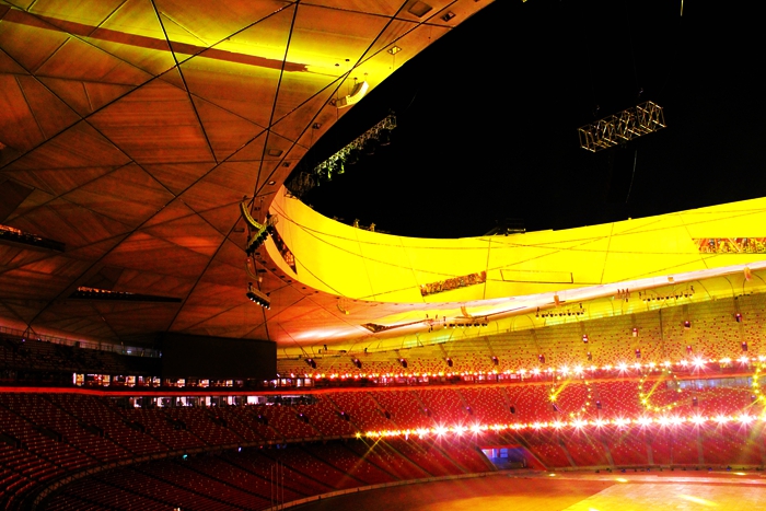 国家奥体中心灯光秀,鸟巢朝阳灯光节