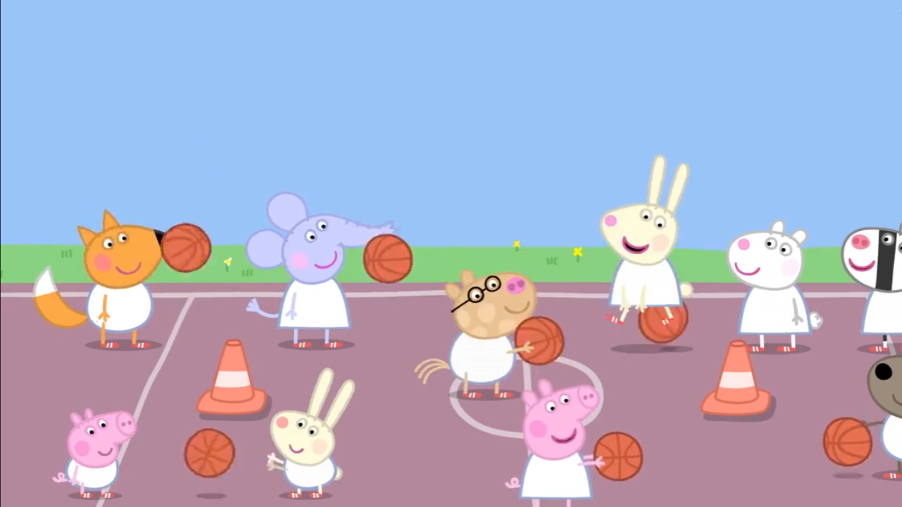 小猪佩奇和乔治打篮球,佩奇和乔治和猪爸爸打雪怪