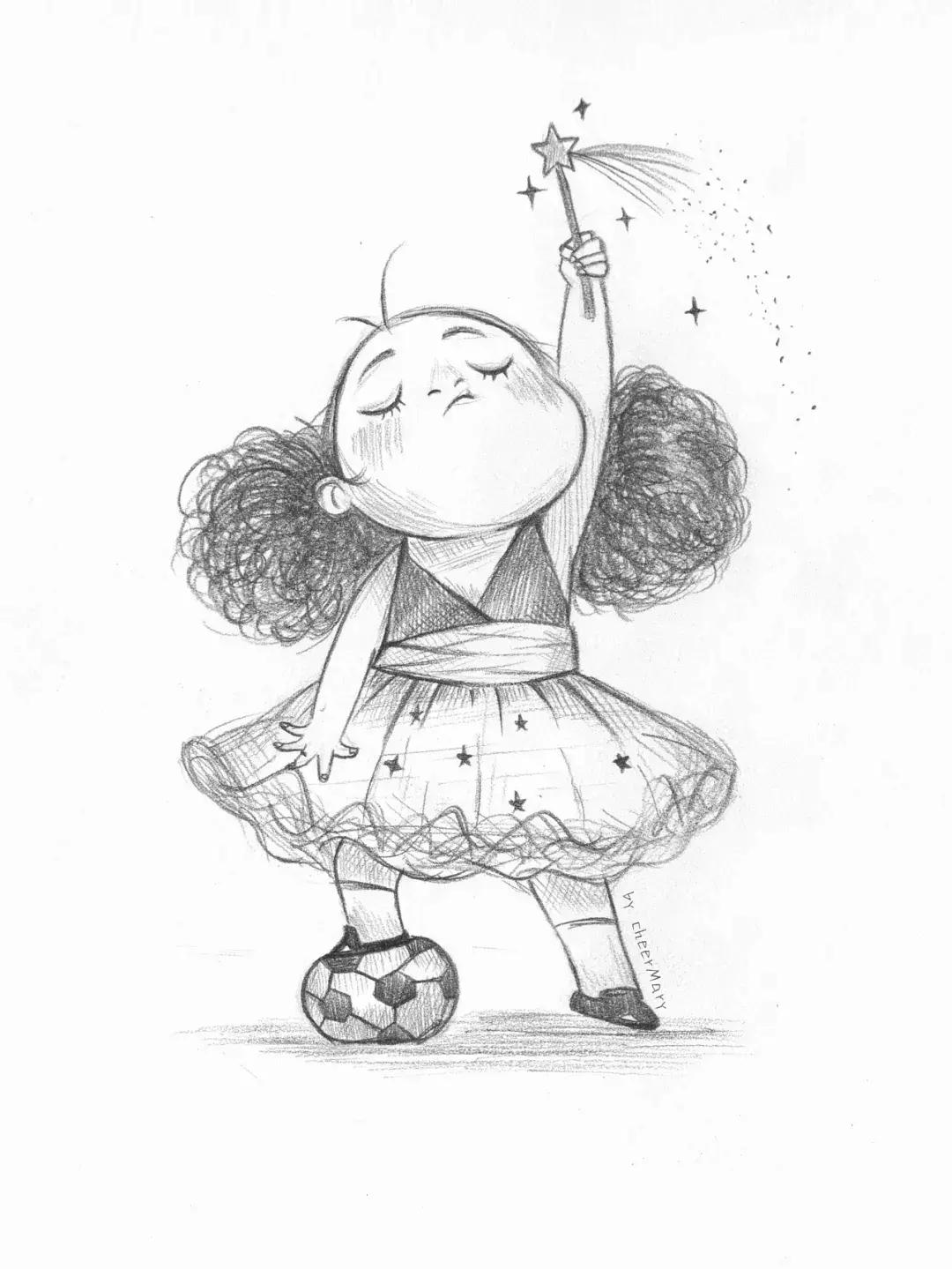 简笔画可爱小人插画,超萌可爱的插画小人