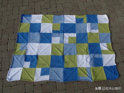 棒针编织漂亮的方块毯子,编织毯子棒针花样左右交叉