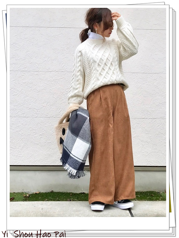 日系平价阔腿裤的搭配示例！时尚又实用的冬季穿搭参考