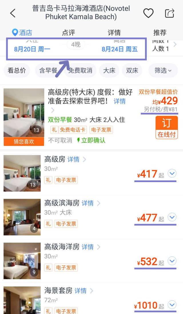 铂金海岸半山滨海度假村,卡马拉海湾全景