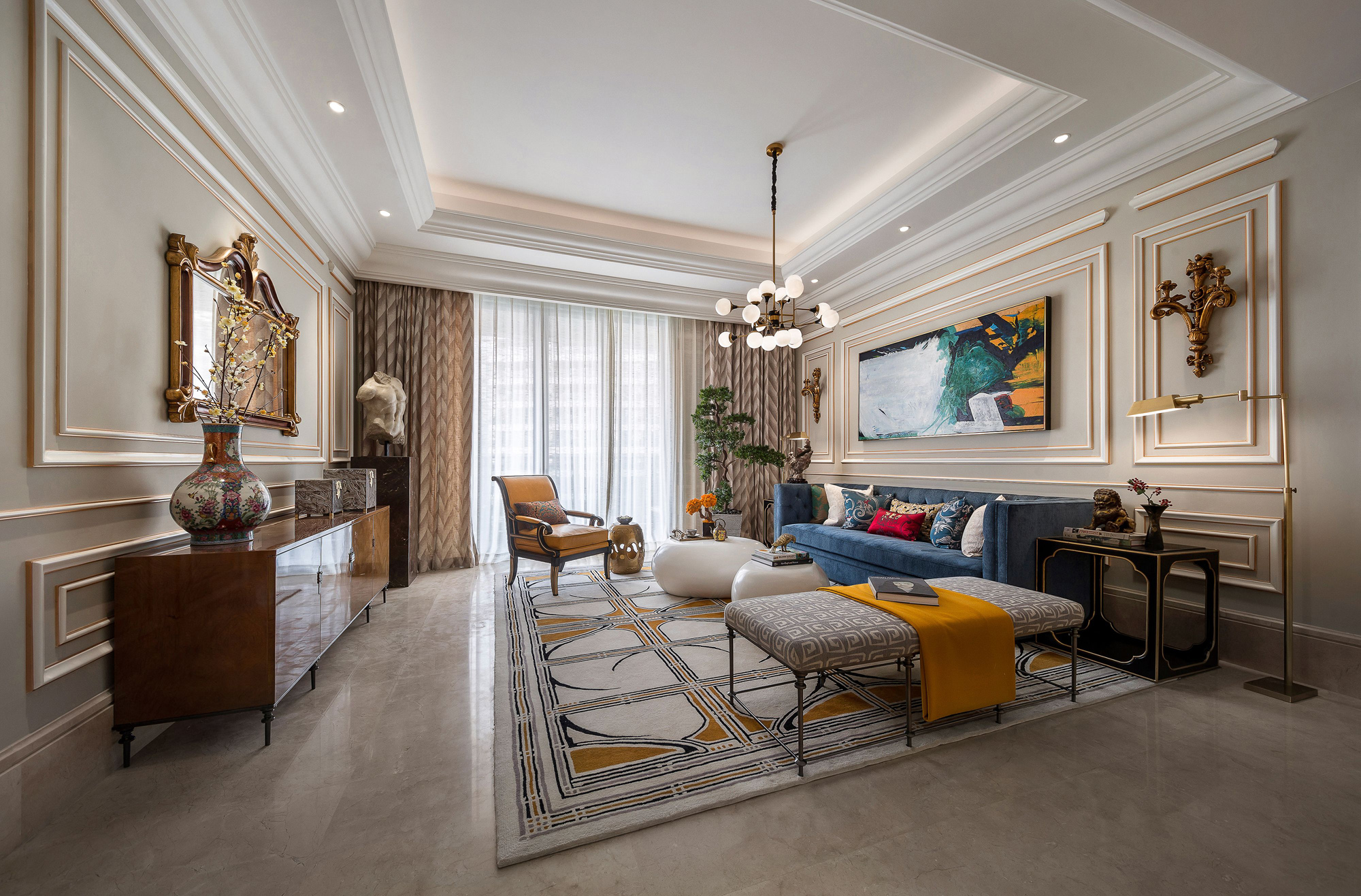 房子装修漂亮便捷的背景墙来啦,背景墙较短新中式效果图大全