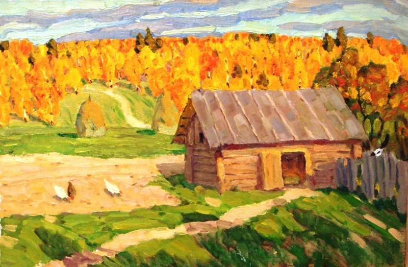 油画色彩风景,简单的风景画作