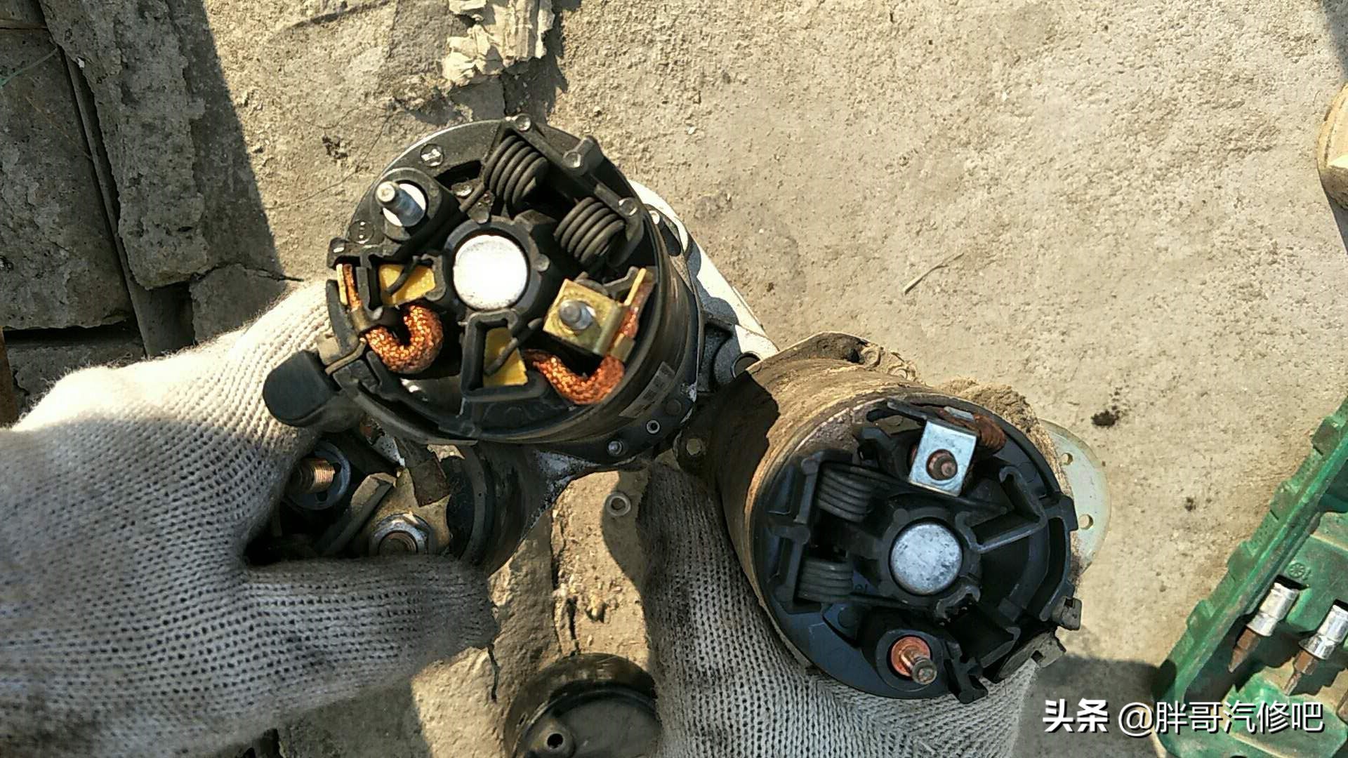 别克凯越更换起动机碳刷教程,凯越起动机马达更换碳刷图解