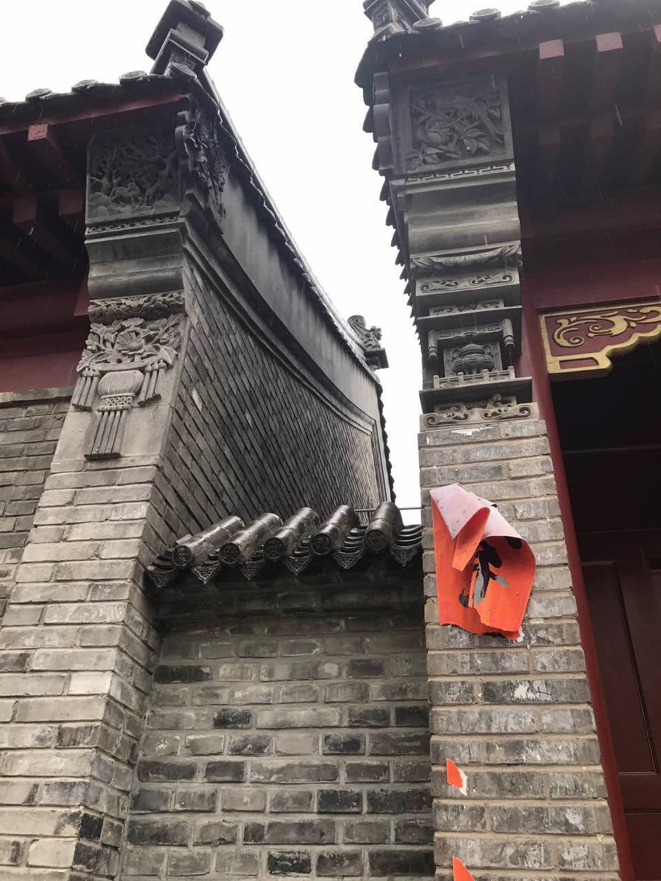 中式门楼浮雕,墀头门楼