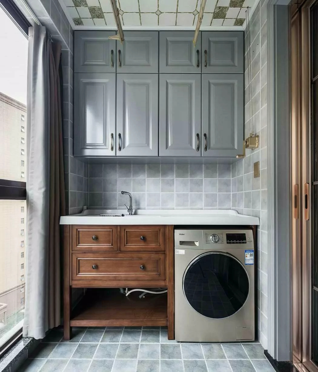 阳台1.2米洗衣机柜洗手盆一体,阳台洗衣机柜怎么选便宜