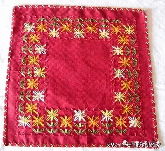 桌布花边的手工刺绣,刺绣桌布diy简单图案