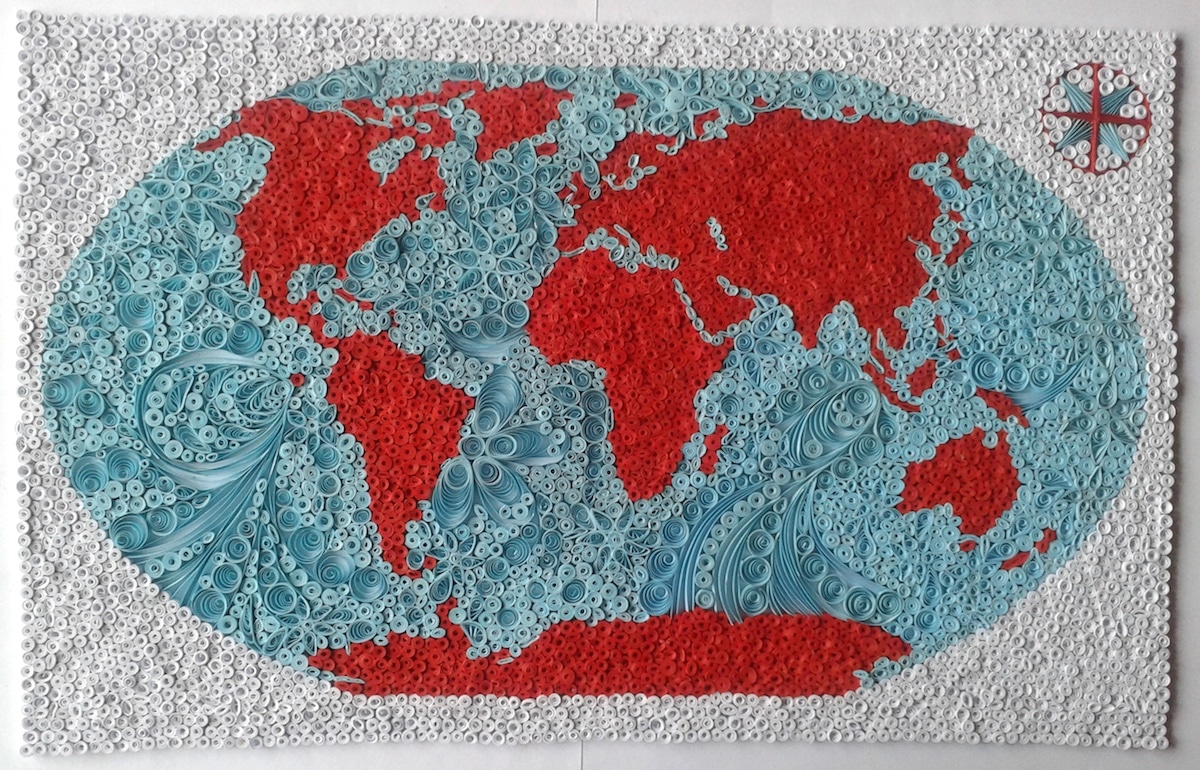 衍纸画梵高星空高清大图,梵高星空衍纸浮雕