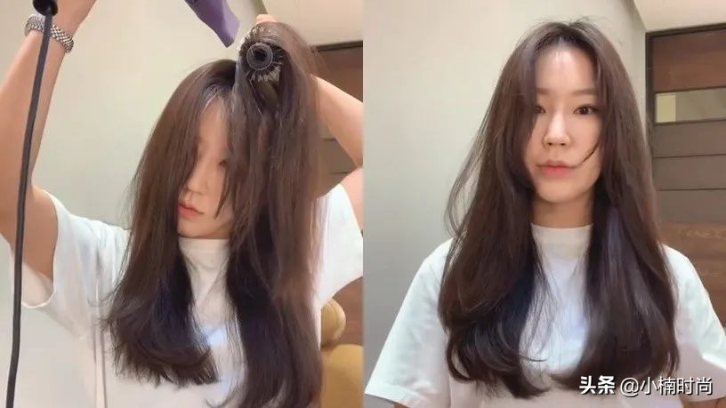 卷发如何吹成直发发型,发型师吹风卷发教程