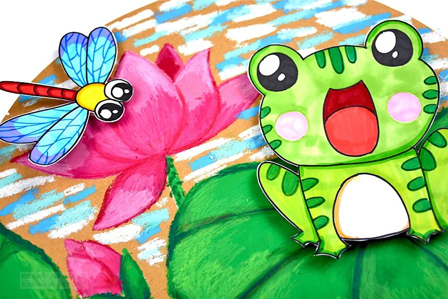 儿童画教程｜油画棒绘画课程《热闹的夏日池塘》