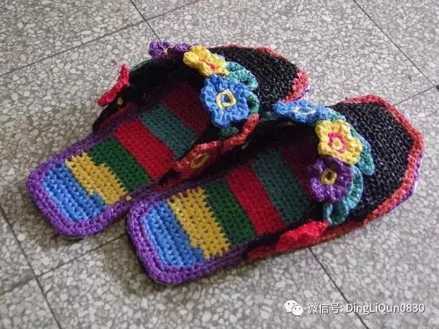 塑料袋编拖鞋,毛线编织浴花袋