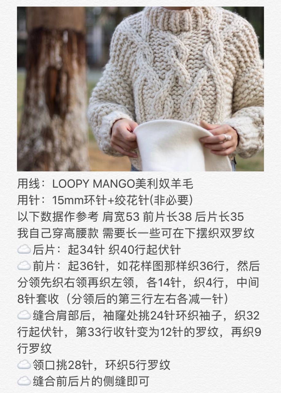 年轻女士的棒针圆肩提花毛衣款式,特粗棒针羊毛渔夫毛衣