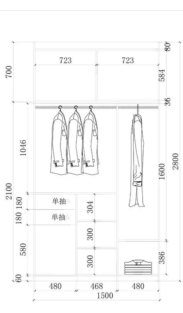 1.3米衣柜格局设计图,1米3衣柜布局设计
