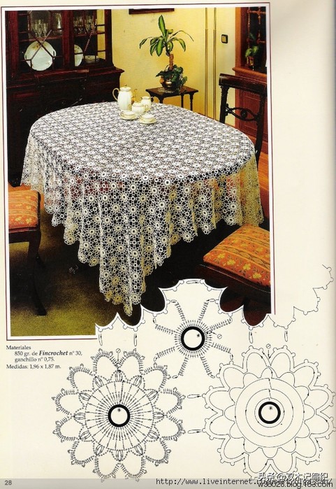 手工钩针毛线沙发巾桌布台布,精致唯美的细蕾丝钩针镂空花桌布