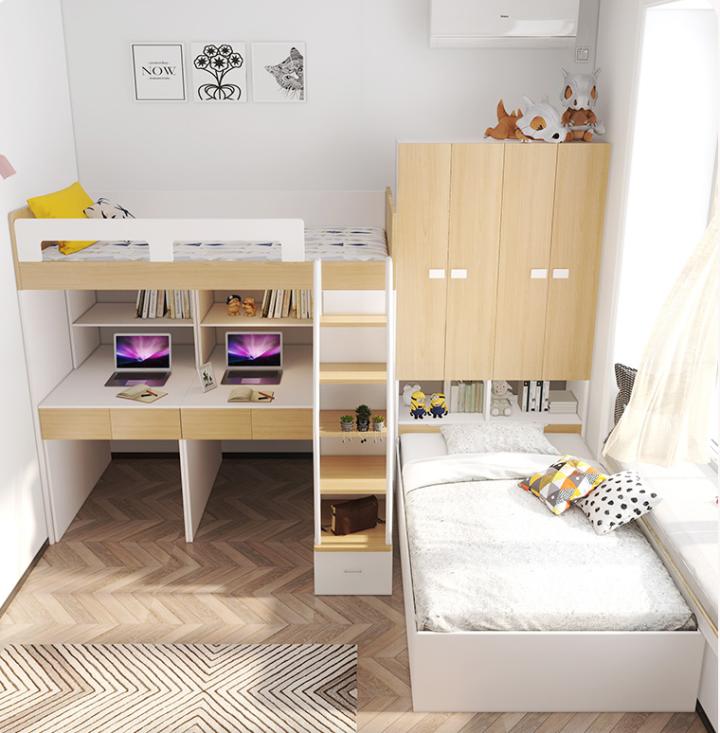 儿童高低床小户型卧室布置效果,小户型搞个阁楼床