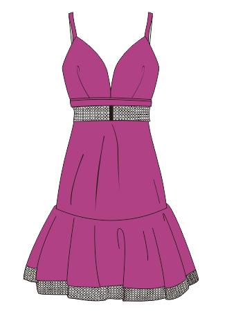 cdr服装连衣裙设计图,款式图裙子