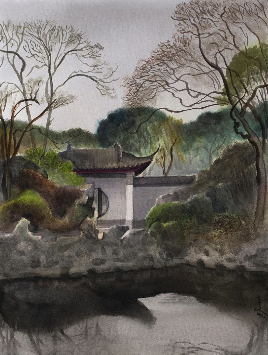 阿文绘画工作室,阿文流体画荷花