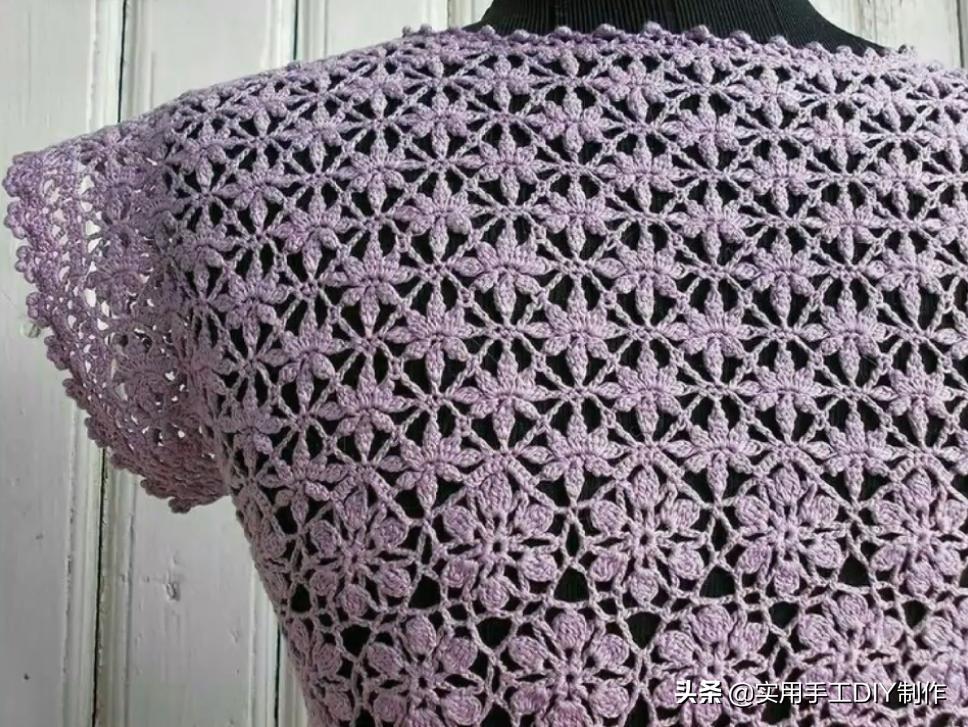 云帛蕾丝圆领披肩钩针图解,蕾丝棒针花样图解
