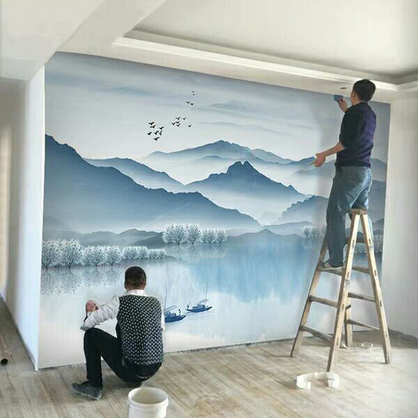 电视背景墙有山水忌讳么,岩板山水电视背景墙效果图