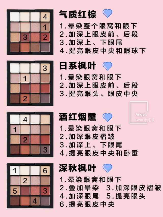 NYX眼影40色烟熏妆教程,nyx眼影教程40色大地色