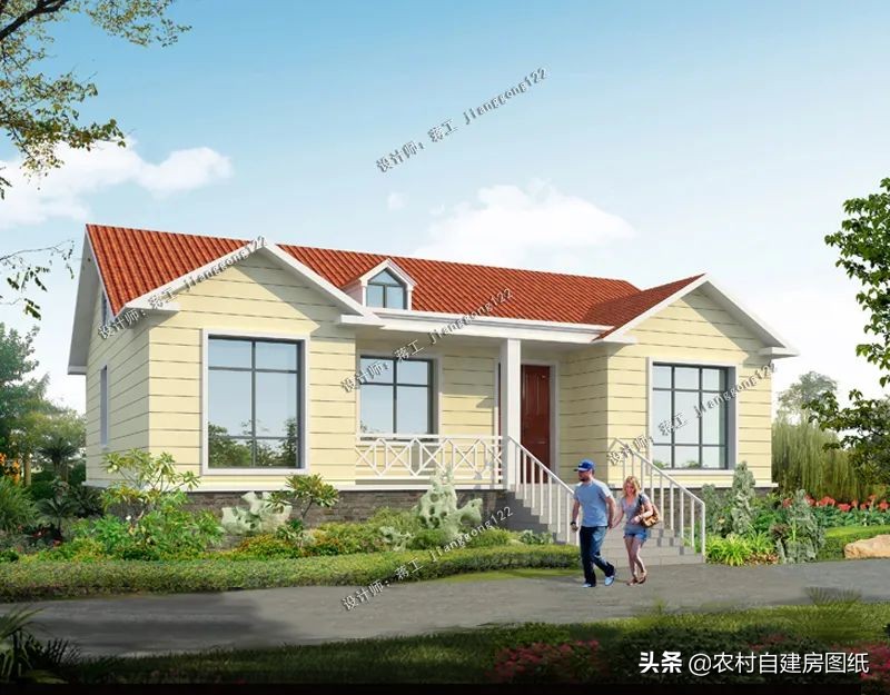 带土炕一层养老房设计图,10万以下一层自建房带火炕三间