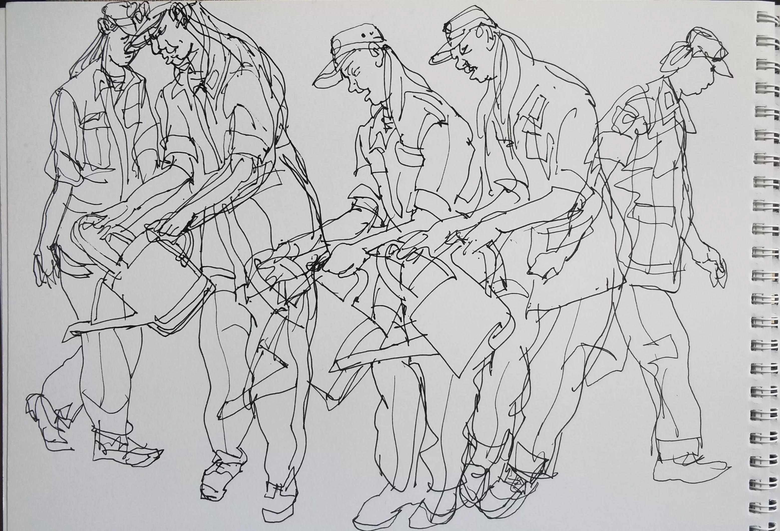 吴建科人物画欣赏,画兵人速写