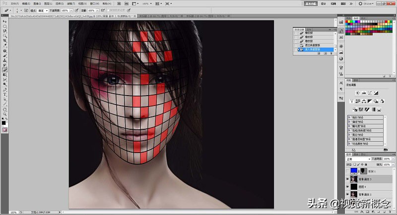 Photoshop设计教程_制作人物脸部剥落的碎块特效