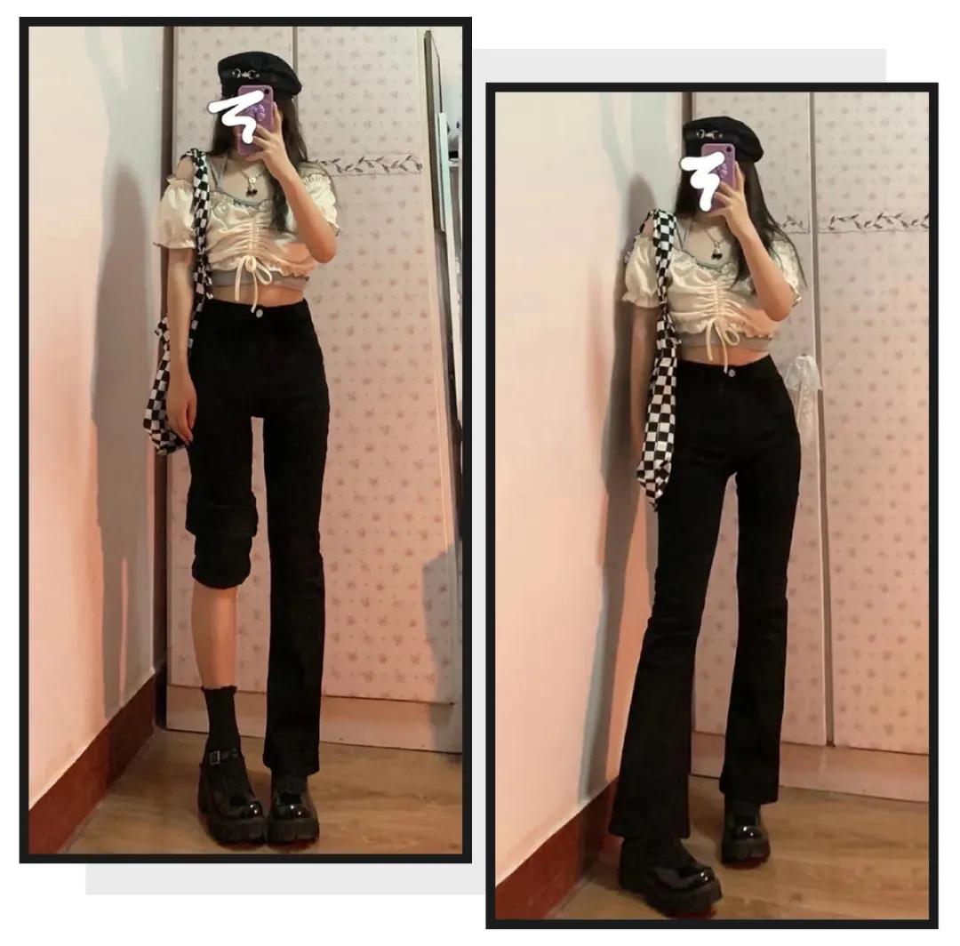 微胖女生穿显腿长又瘦的裤子,微胖小个子穿的微喇牛仔裤